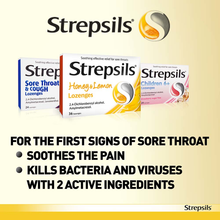 Load image into Gallery viewer, Strepsils Sore Throat And Cough Lozenges
