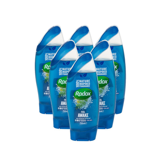 Radox Feel Awake For Men 2in1 Shower Gel & Shampoo 6 Pack