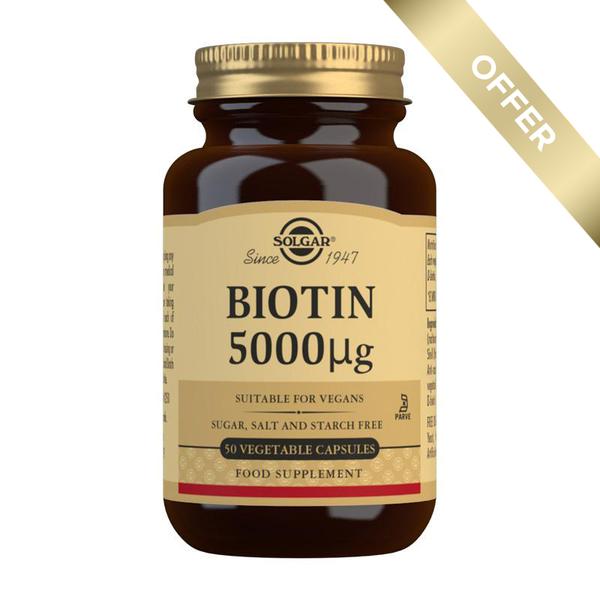 Solgar Biotin 5000 µg Vegetable Capsules - Pack of 50