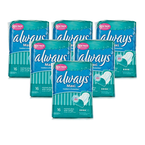 Always Maxi Normal Plus With Wings - 6 Pack