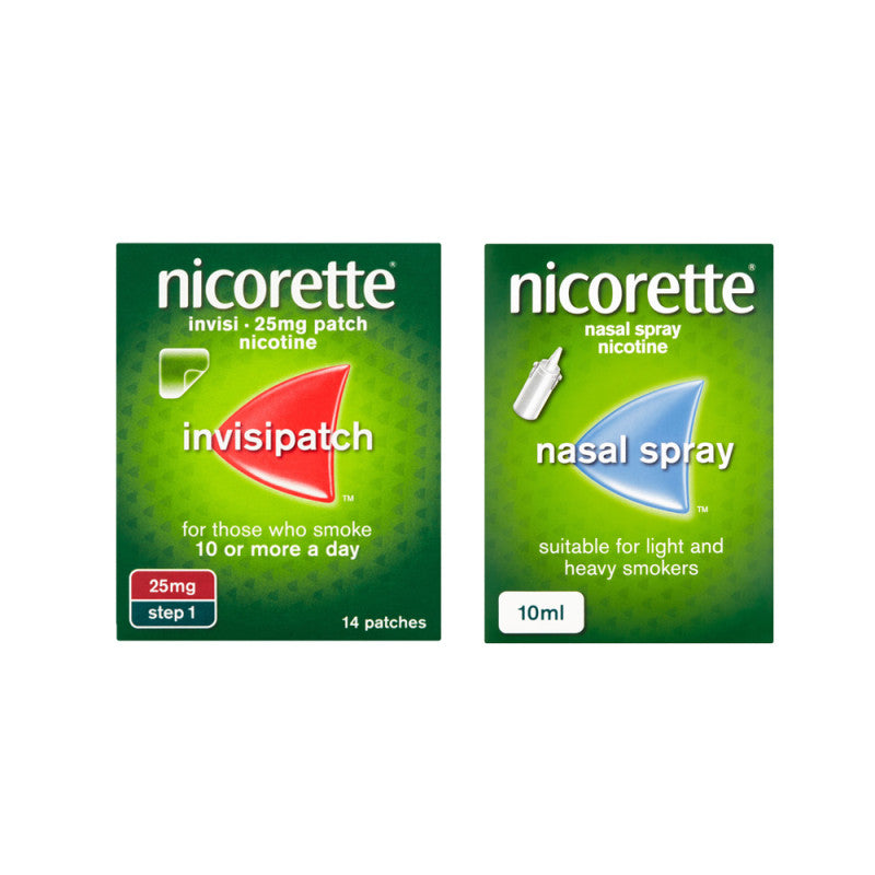 Nicorette Invisi 25mg Patch + Nicorette Nasal Spray