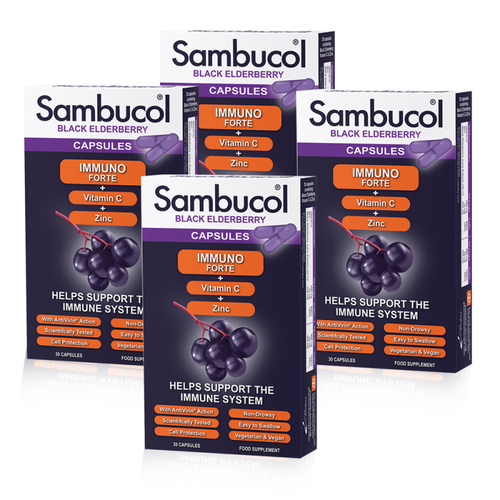 Sambucol Immuno Forte Black Elderberry Capsules 4 Pack