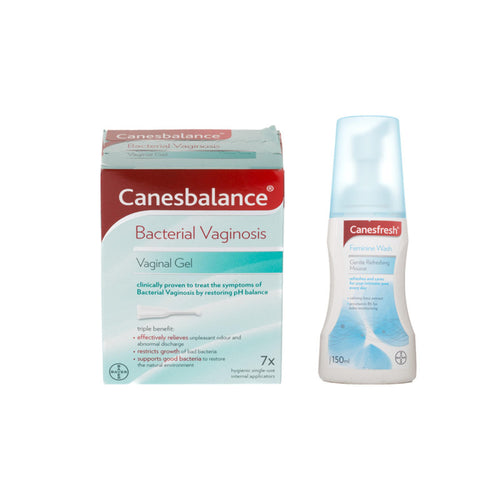 Canesbalance Bacterial Vaginosis Vaginal Gel & Canesten Canesfresh Wash Mousse - 7 x 5ml Applicators + 150ml
