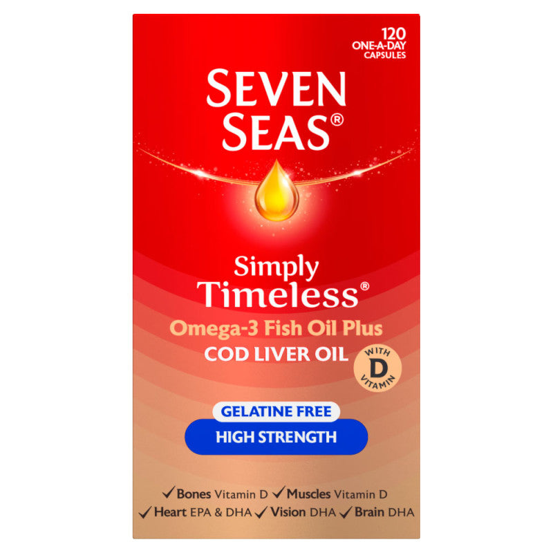 Seven Seas Cod Liver Oil High Strength Gelatine Free Capsules 120's