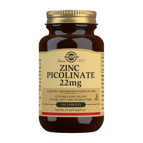 Solgar Zinc Picolinate Tablets, 22 mg , Pack of 100