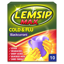 Load image into Gallery viewer, Lemsip Cold &amp; Flu Blackcurrant Sachets