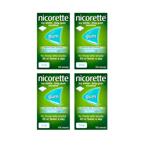 Nicorette Icy White Gum 2mg 105 Pieces Four Pack