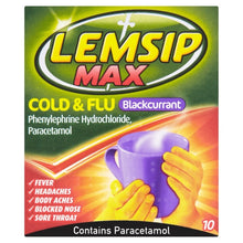 Load image into Gallery viewer, Lemsip Max Cold And Flu Blackcurrant Sachets