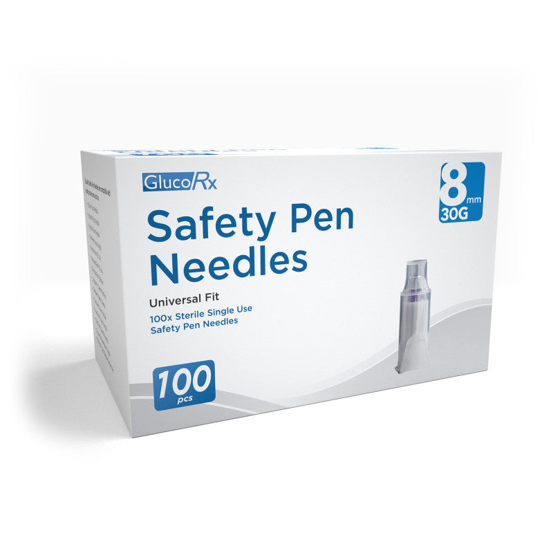 GlucoRx Safety Pen Needles 30g 8mm