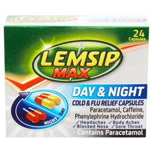 Load image into Gallery viewer, Lemsip Max Day &amp; Night Cold &amp; Flu Capsules