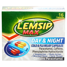 Load image into Gallery viewer, Lemsip Max Day &amp; Night Cold &amp; Flu Relief Capsules