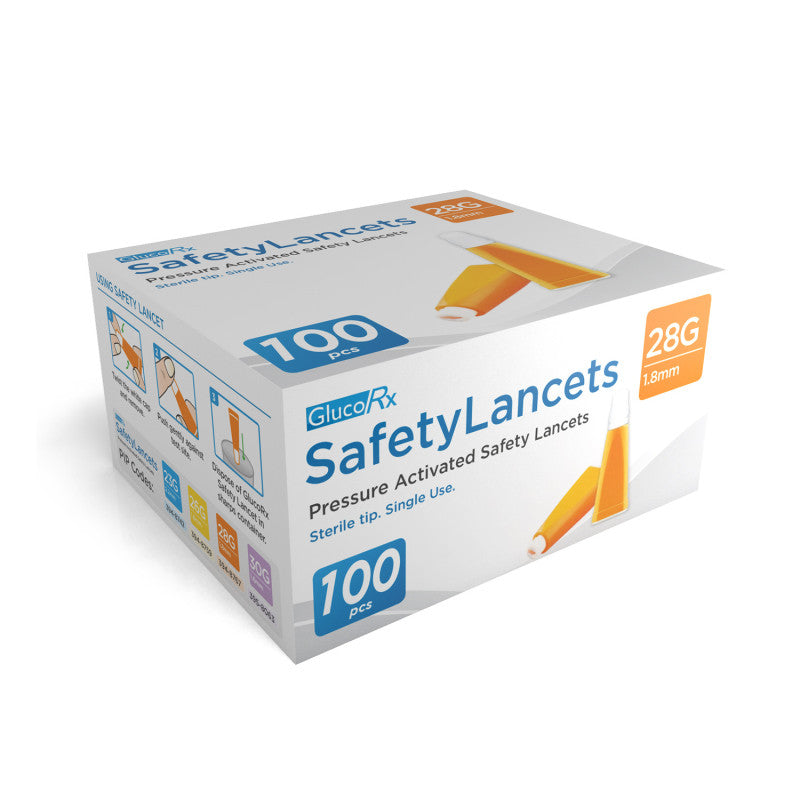 GlucoRx Safety Lancets 28g 1.8mm