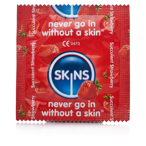 Skins Succulent Strawberry Flavour Condoms - 30 Pack