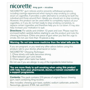 Nicorette Original Gum 4mg 210 Pieces