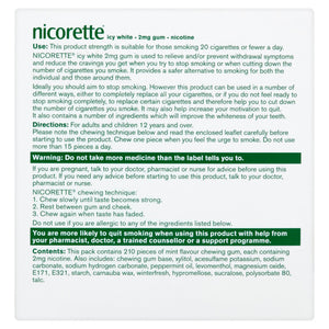 Nicorette 2mg Icy White Whitening Chewing Gum- 210 Pieces