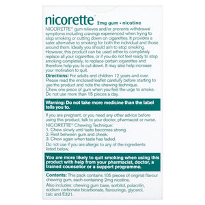 Nicorette Original Gum 2mg 105 Pieces