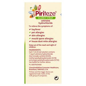 Piriteze Once A Day Allergy Syrup