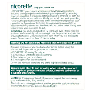 Nicorette Original Gum 2mg 210 Pieces