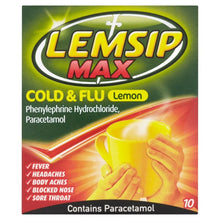 Load image into Gallery viewer, Lemsip Max Cold &amp; Flu Lemon Sachets