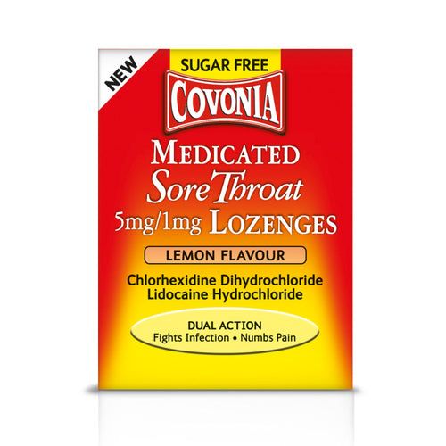 Covonia Medicated Sore Throat 5mg/1mg Lozenges Lemon Flavour