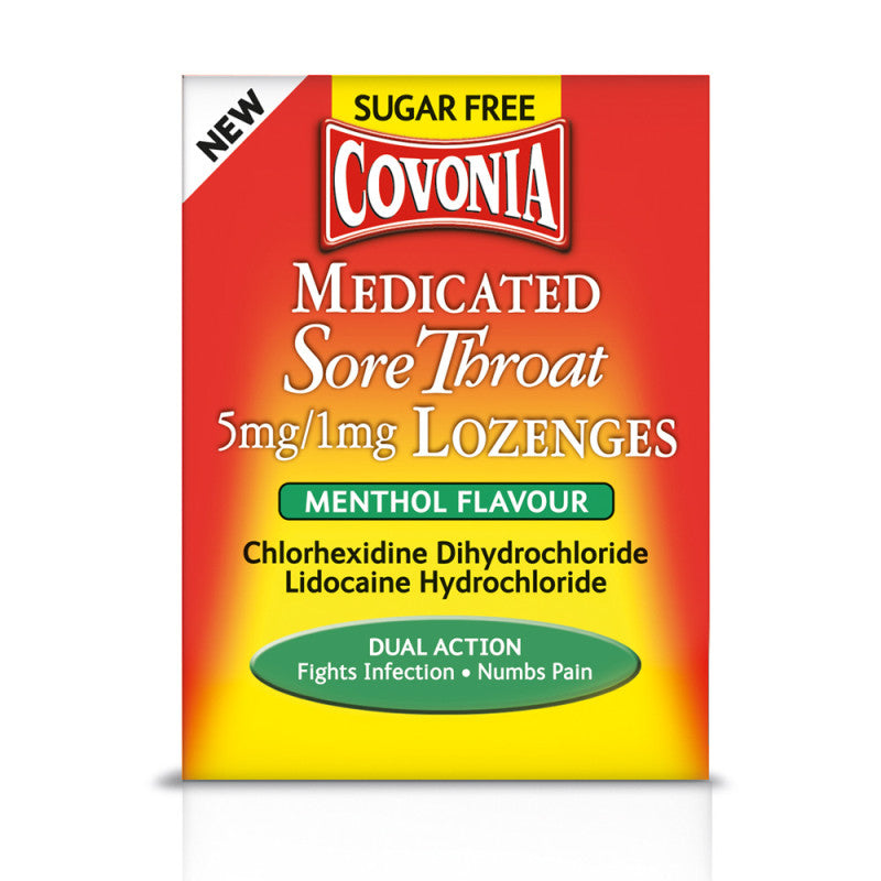 Covonia Medicated Sore Throat 5mg/1mg Lozenges Menthol Flavour