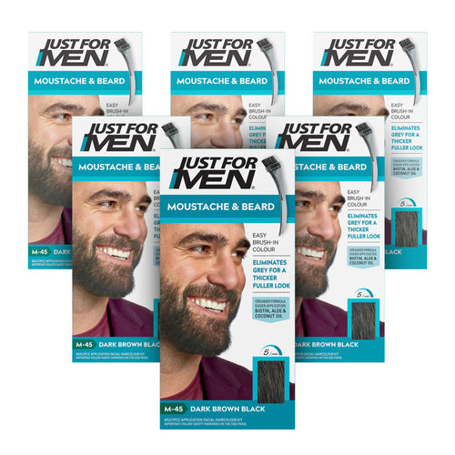 Just For Men Brush-In Facial Hair Colour Dark Brown/Black M45 - 6 Pack