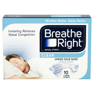 Breathe Right Congestion Relief Nasal Strips Clear Large Six Pack