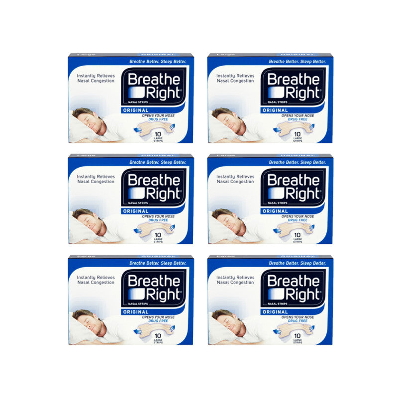 Breathe Right Congestion Relief Nasal Strips Original Large 6 Pack