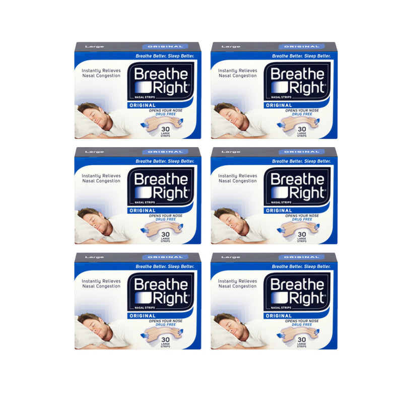 Breathe Right Congestion Relief Nasal Strips Original Large Six Pack