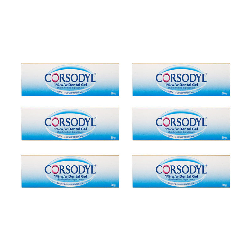 Corsodyl 1% W/W Gum Problem Treatment Dental Gel 6 Pack