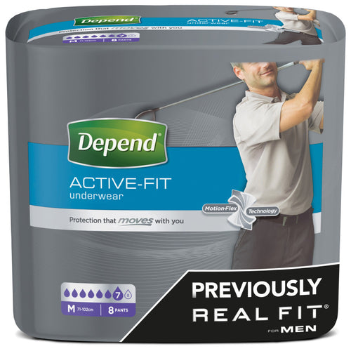 Depend Active Fit Underwear for Men - Medium x8 Pairs