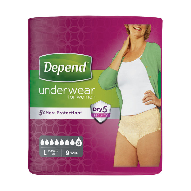 Depend Underwear Female Large 9's Multipack x8