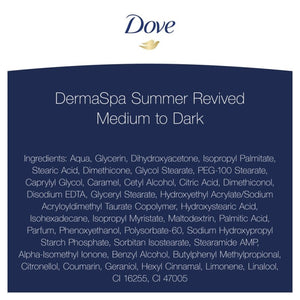 Dove DermaSpa Summer Revived Body Lotion Gradual Self Tan Medium to Dark