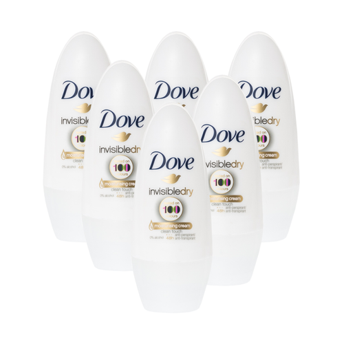 Dove Invisible Dry Anti-Perspirant Deodorant Roll-On 6 Pack