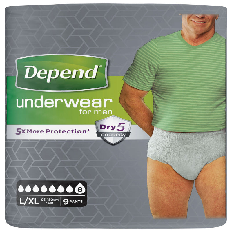 Depend Underwear for Men - L/XL x9 Pairs