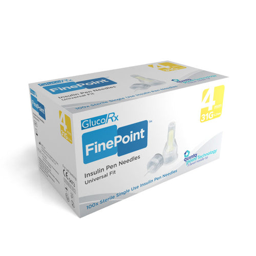 GlucoRx Finepoint Pen Needles 4mm 31g