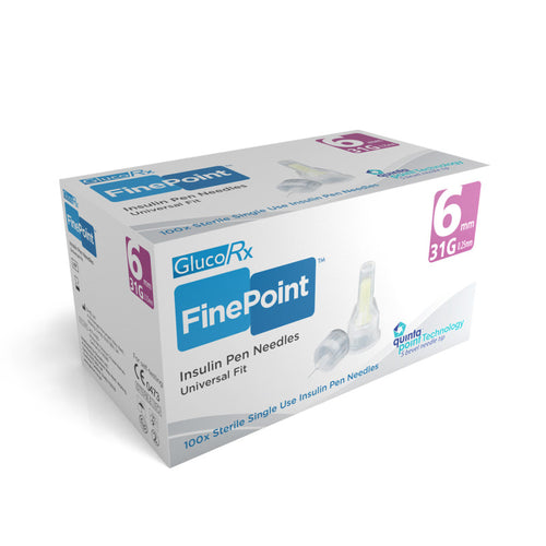 GlucoRx Finepoint Pen Needles 6mm 31g