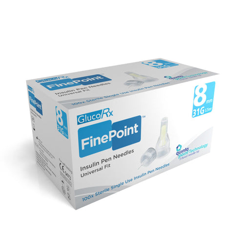 GlucoRx Finepoint Pen Needles 8mm 31g