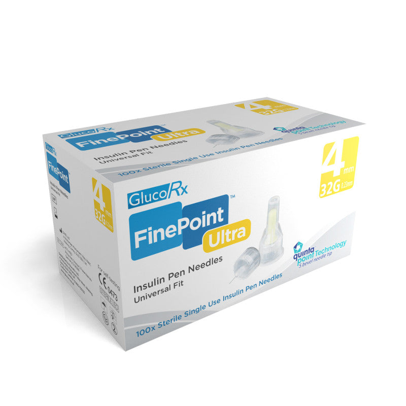 GlucoRx Finepoint U. Pen Needles 4mm 32g