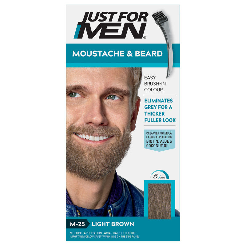 Just For Men Moustache & Beard Brush - In Colour - Light Brown M25