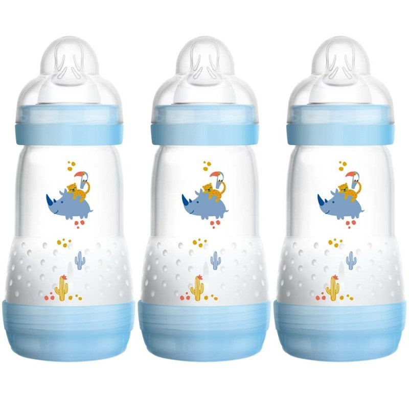 MAM Self Sterilising Anti-Colic Bottle 3 Pack Blue