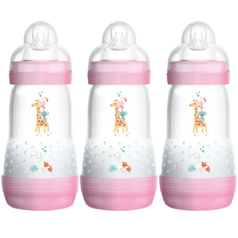 MAM Self Sterilising Anti-Colic Bottle 3 Pack Pink