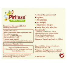Load image into Gallery viewer, Piriteze Antihistamine Allergy Relief Tablets Cetrizine