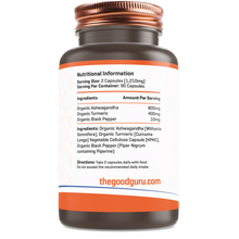 Load image into Gallery viewer, The Good Guru Organic Turmeric + Ashwagandha &amp; Black Pepper - 90 Vegan Capsules