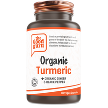 Load image into Gallery viewer, The Good Guru Organic Turmeric + Ginger &amp; Black Pepper - 90 Vegan Capsules